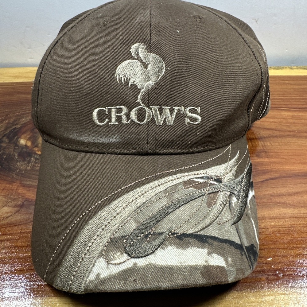 Crows Farm Vintage Hat Cap Adjust Brown Camo Brim K Products Hunting Sportsman‎